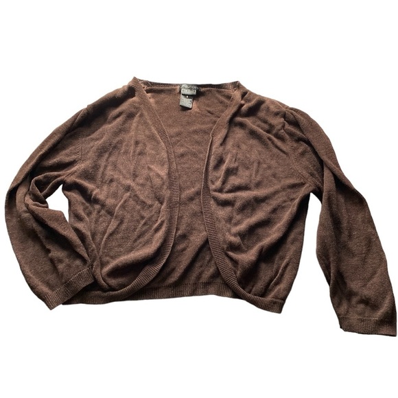 Maurices silk blend crop open cardigan, bolero style brown small - Picture 1 of 3